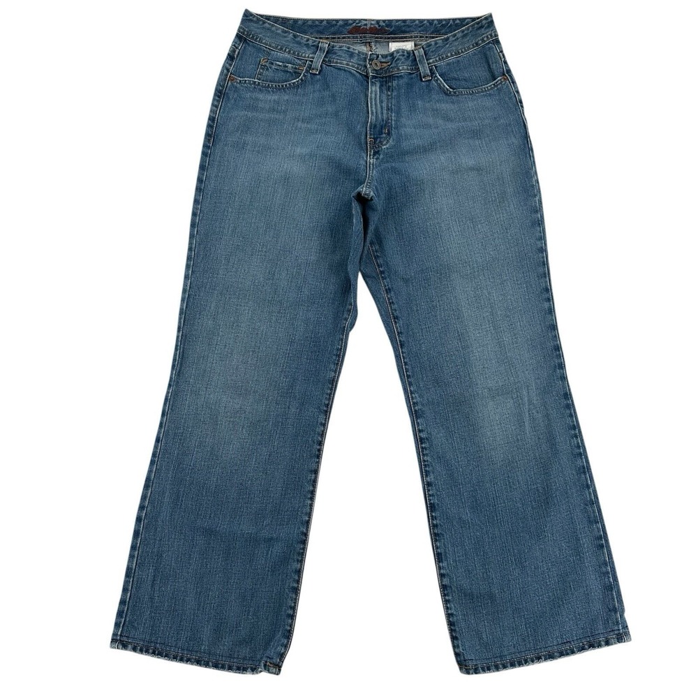 Eddie Bauer Wide Leg Jeans Blue Denim Medium Wash  Altered Hem Women Size 12R